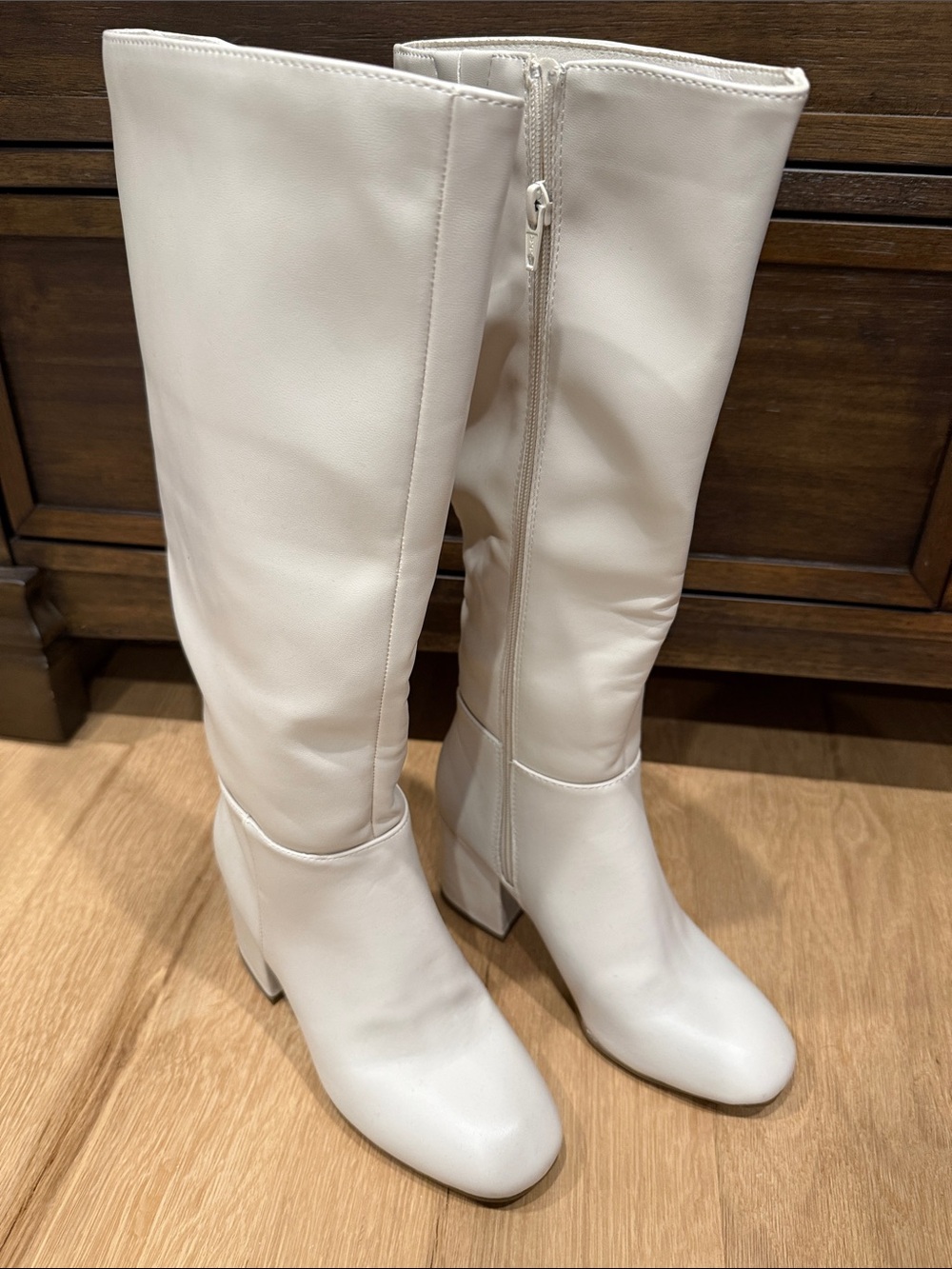 Kohl's White Knee-High Block Heel Boots